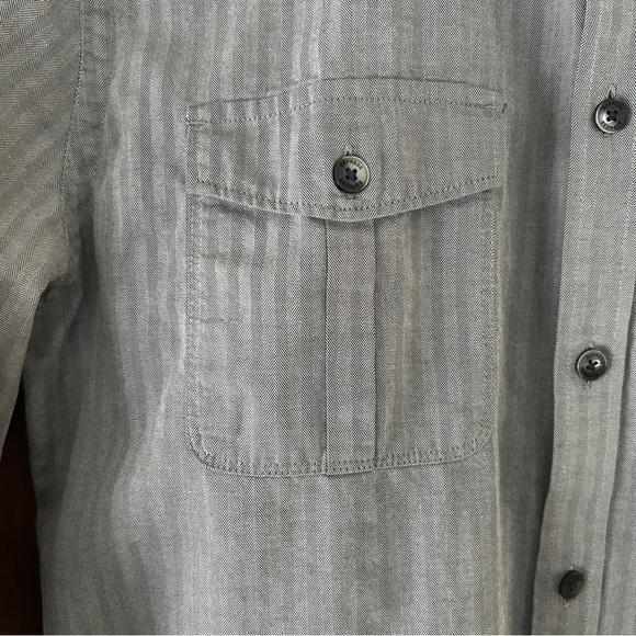 Express Men's Casual Button Down Shirt Gray Roll Tab Sleeve size Small 14 14.5 - Picture 5 of 16